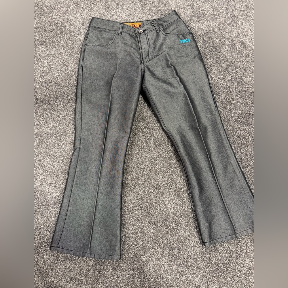 Vintage Y2K JNCO Women’s Gray Flare Jeans 2000s Bootcut Embroidered Logo size 5